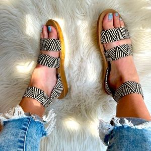 Aztec Tribal Woven Ankle Strap Sandals